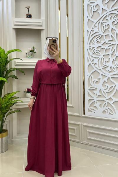 Haziran Yelekli Elbisem Bordo