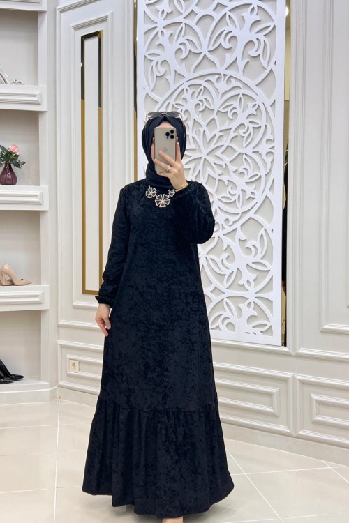 Kadife Elbisem Siyah