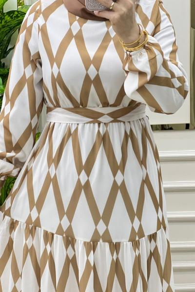 Kare Elbise Vizon Beyaz