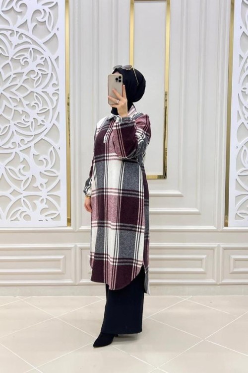 Kare Tesettur Tunik Bordo
