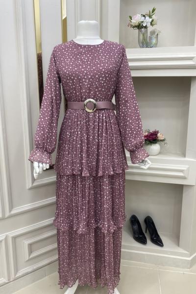 Kat kat Tesettür Elbise Pembe