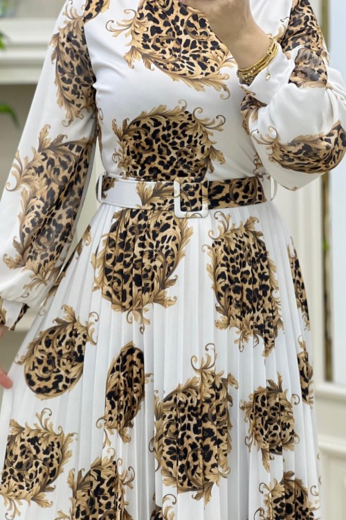 Leopar Elbisem Beyaz Beyaz