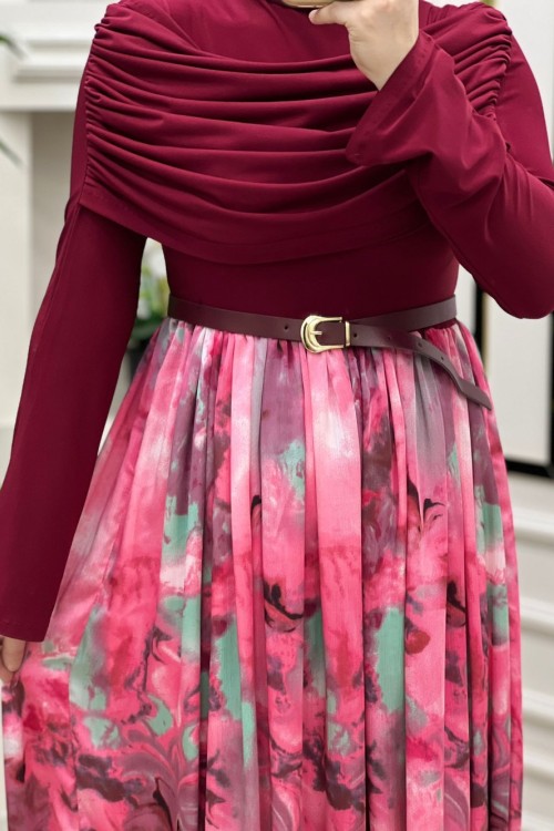 Lilyum Elbise Bordo