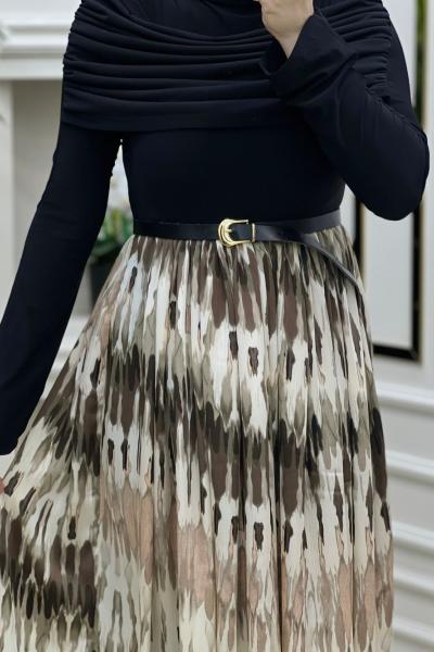 Lilyum Elbise Kahverengi