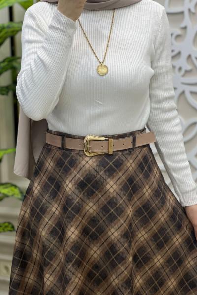 Modern Ekose Etek Acı Kahve