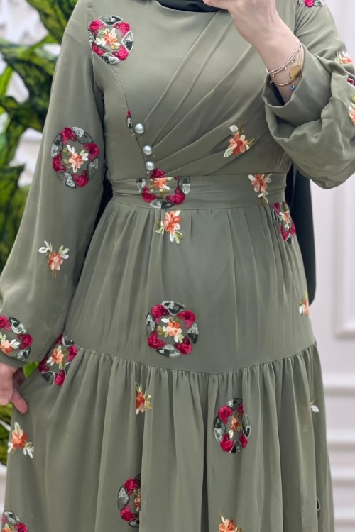 Nakış Elbise Haki
