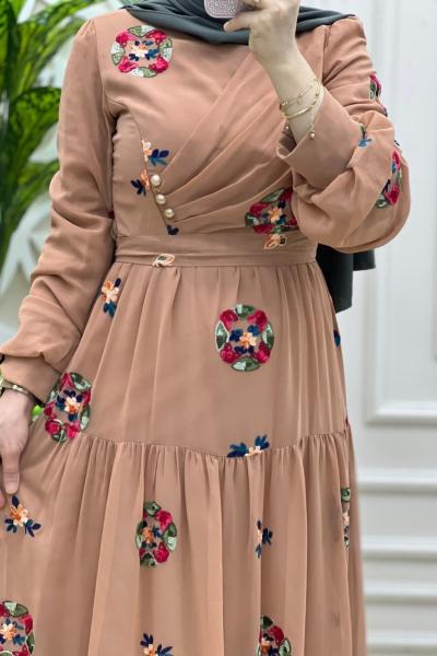 Nakış Elbise Camel