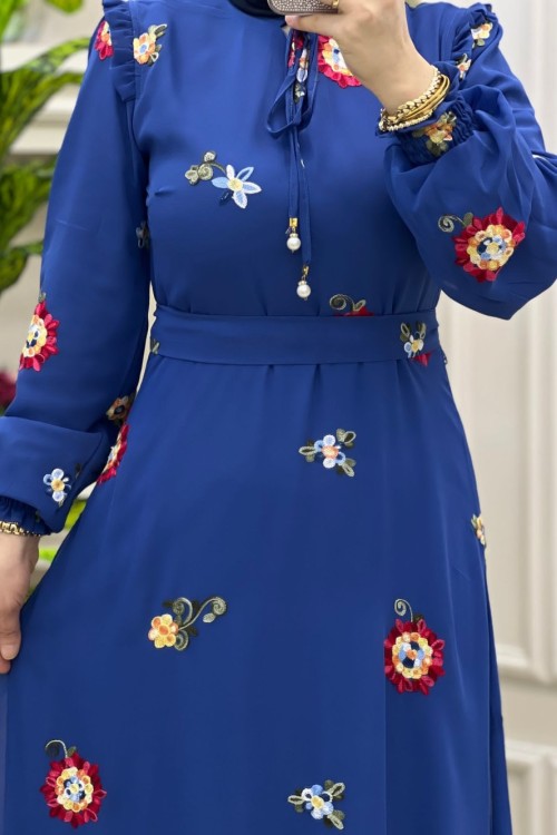 Nazlı Elbisem Saks Mavisi