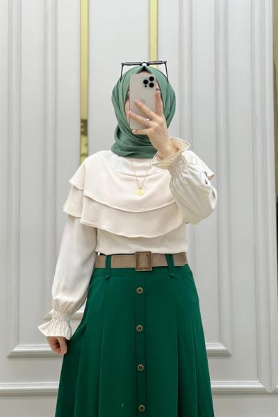 Örme Krep Kumaş Eteğim Çimen yeşil