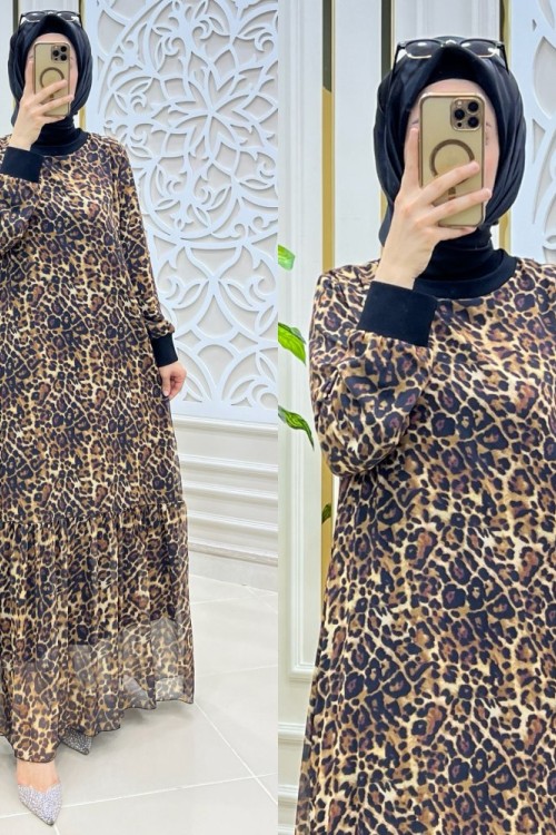 Peri elbise Leopar