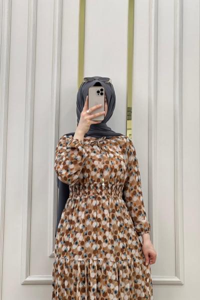 Puantiye Elbise Taba