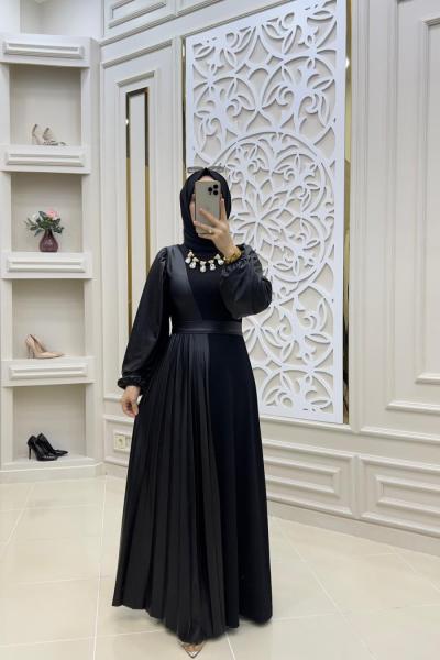 Sena Deri Elbise Siyah