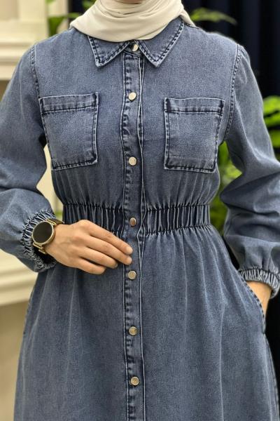 Star Kot Elbise Açık Mavi