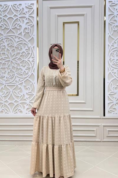 Tesettür Çapa Elbise Bej