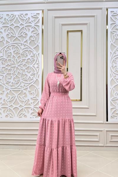Tesettür Çapa Elbise Pembe