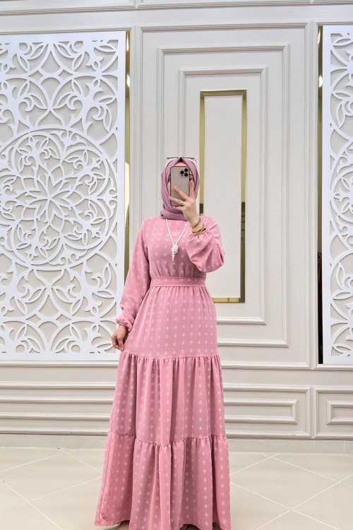 Tesettür Çapa Elbise Pembe