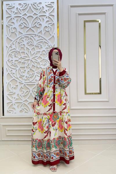 Tesettür Deniz Elbise Bordo