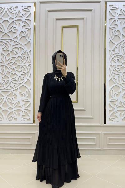 Tesettür Katre Elbise Siyah