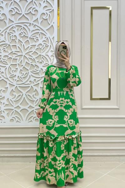 Tesettür Şile Elbise Açık yeşil