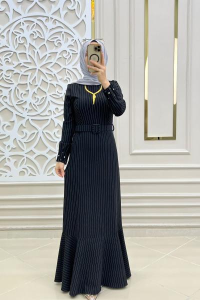 Tesettür Kuğu Elbise Siyah