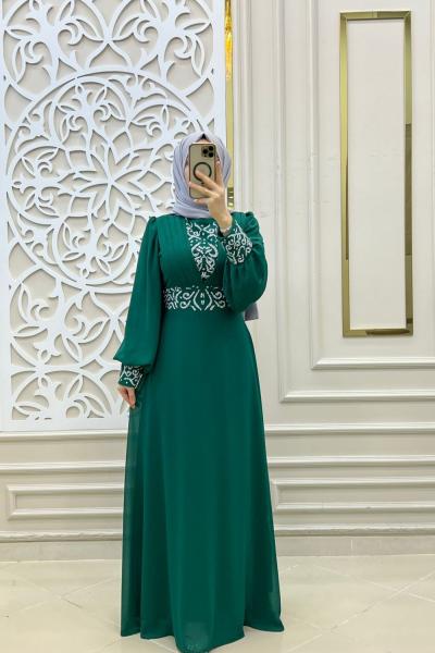 Tesettür Hürrem Elbise Zümrüt
