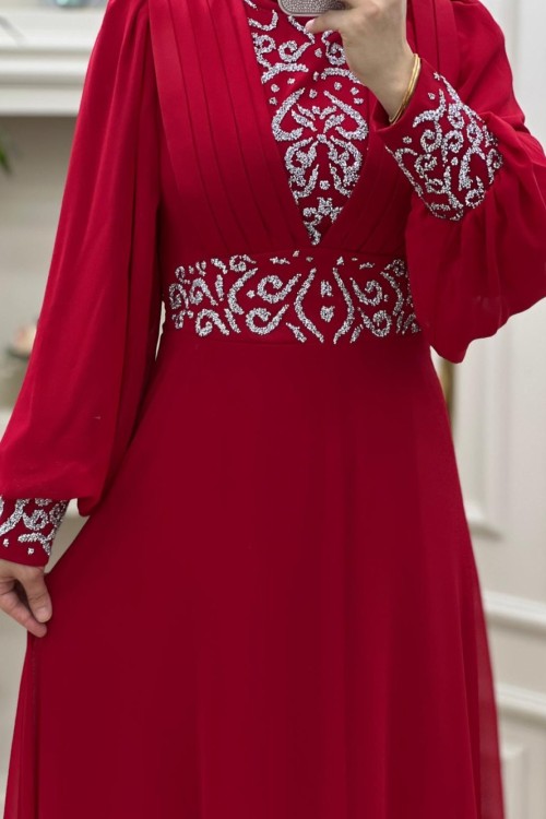 Tesettür Hürrem Elbise Kırmızı
