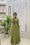 Tesettür Kuğu Elbise Yağ Yeşili