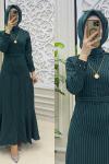 Tesettür Kuğu Elbise Zümrüt