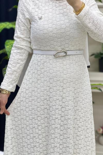 Tuba Dantel Elbise Beyaz