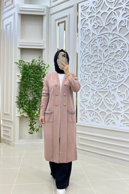 Tüylü Triko Hırkam Gül