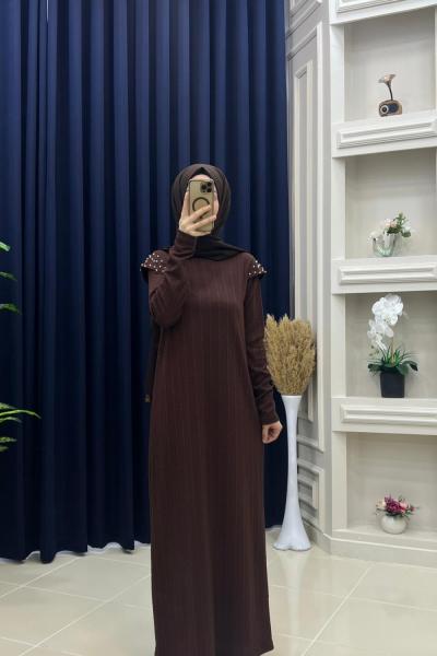 Vatka Elbise Kahverengi