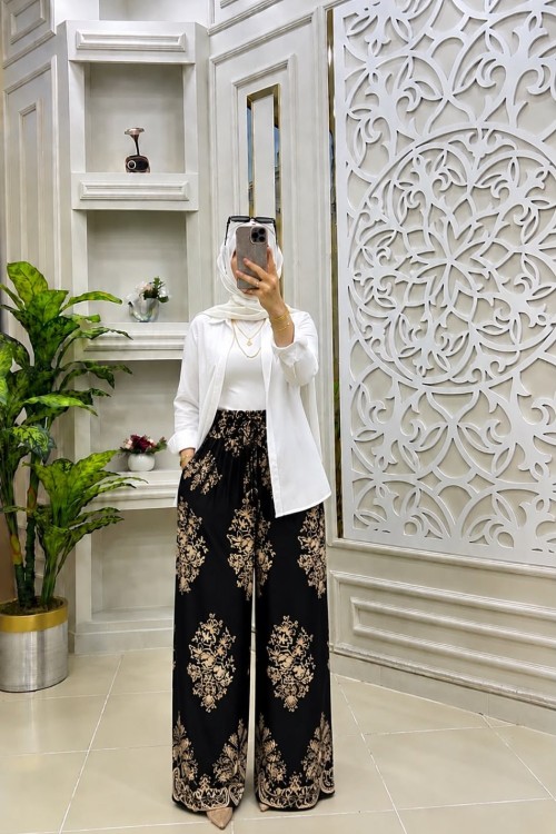Yaz Pantolon Camel siyah