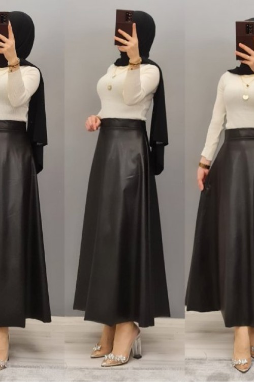 Yeni Model Deri Eteğim  Siyah