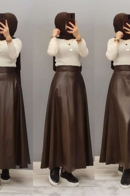 Yeni Model Deri Eteğim  Acı Kahve