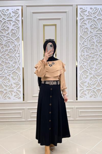 Yeni Model Krep Kumaş Gömleğim Camel