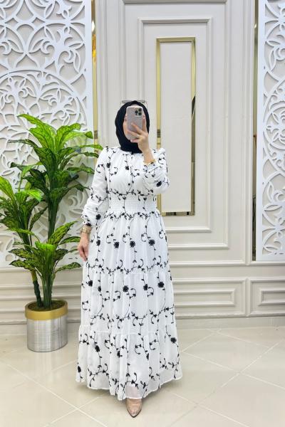 Yeşim Elbise Beyaz Siyah