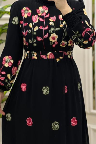 Zenan Elbisem Siyah Fuşya