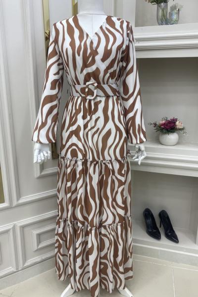 Zeruş Tesettür Elbisem Kahverengi