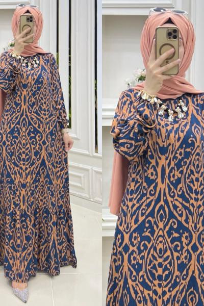 Zeyno elbise Lacivert