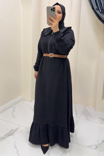 Cemre  kot elbise  Siyah