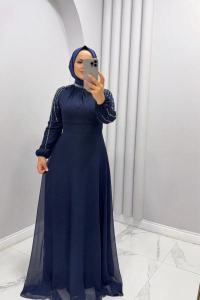 Elbise Abiye Sedef Lacivert