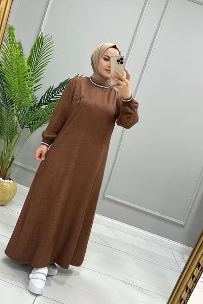 Elbise Ayrobin Aylin Kahverengi