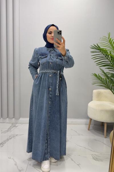 Elbise Kot Sevil Açık Mavi
