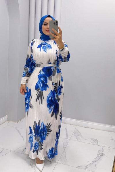 ELBİSE PİLiSELİ CENNET Saks Mavisi