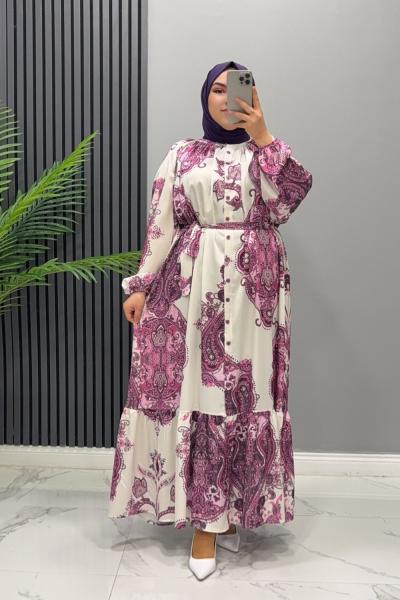 Elbise Saten idil Fuşya