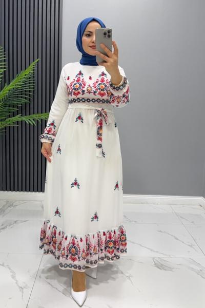 Elbise şifon Nazar Beyaz