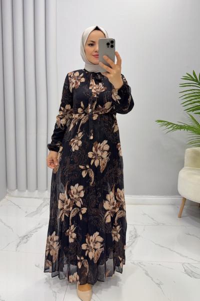 Elbise Şifon zambak  Siyah