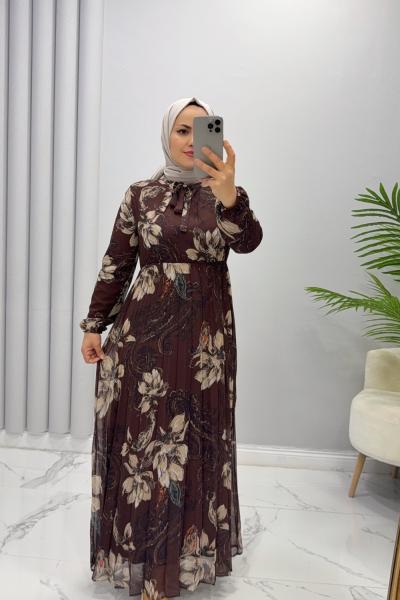 Elbise Şifon zambak  Kahverengi