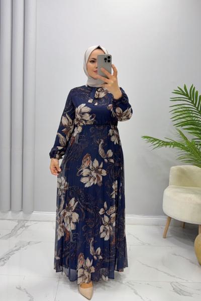 Elbise Şifon zambak  Lacivert