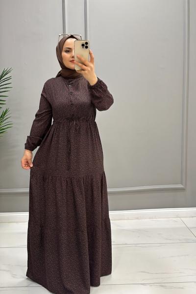 Elbise Viskon Kalonşo Kahverengi
